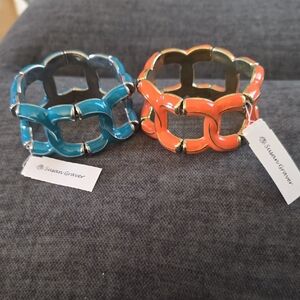 Susan Graver Vibrant Blue and Orange Bracelets